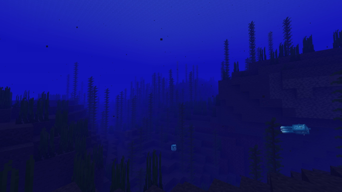 Underwater landscape in the deep ocean