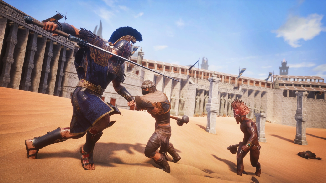 Aquilonian architecture in the Jewel of the West DLC: marble, arches, and columns in Conan Exiles