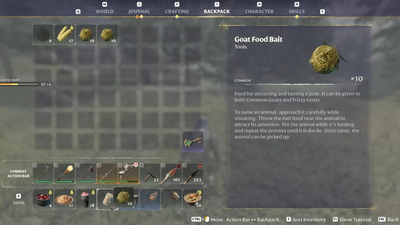 Enshrouded Farmer quest: unlock bait and tame animals
