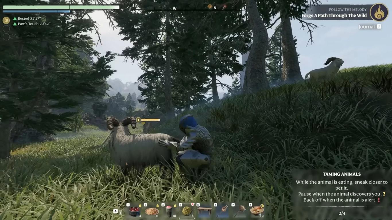 How to tame animals in Enshrouded using bait and petting