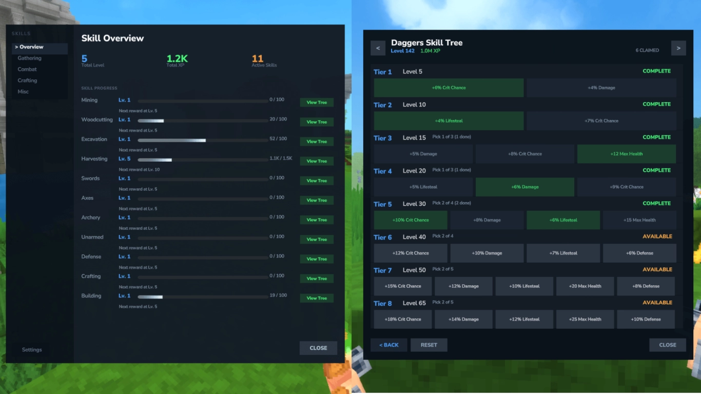Hytale MMO Skill Tree & Abilities mod with RPG skill tree and abilities