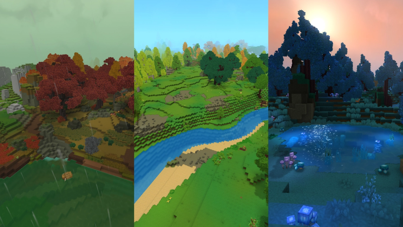 Hytale Zone 1 Emerald Wilds: overview of meadows, forests, and swamps