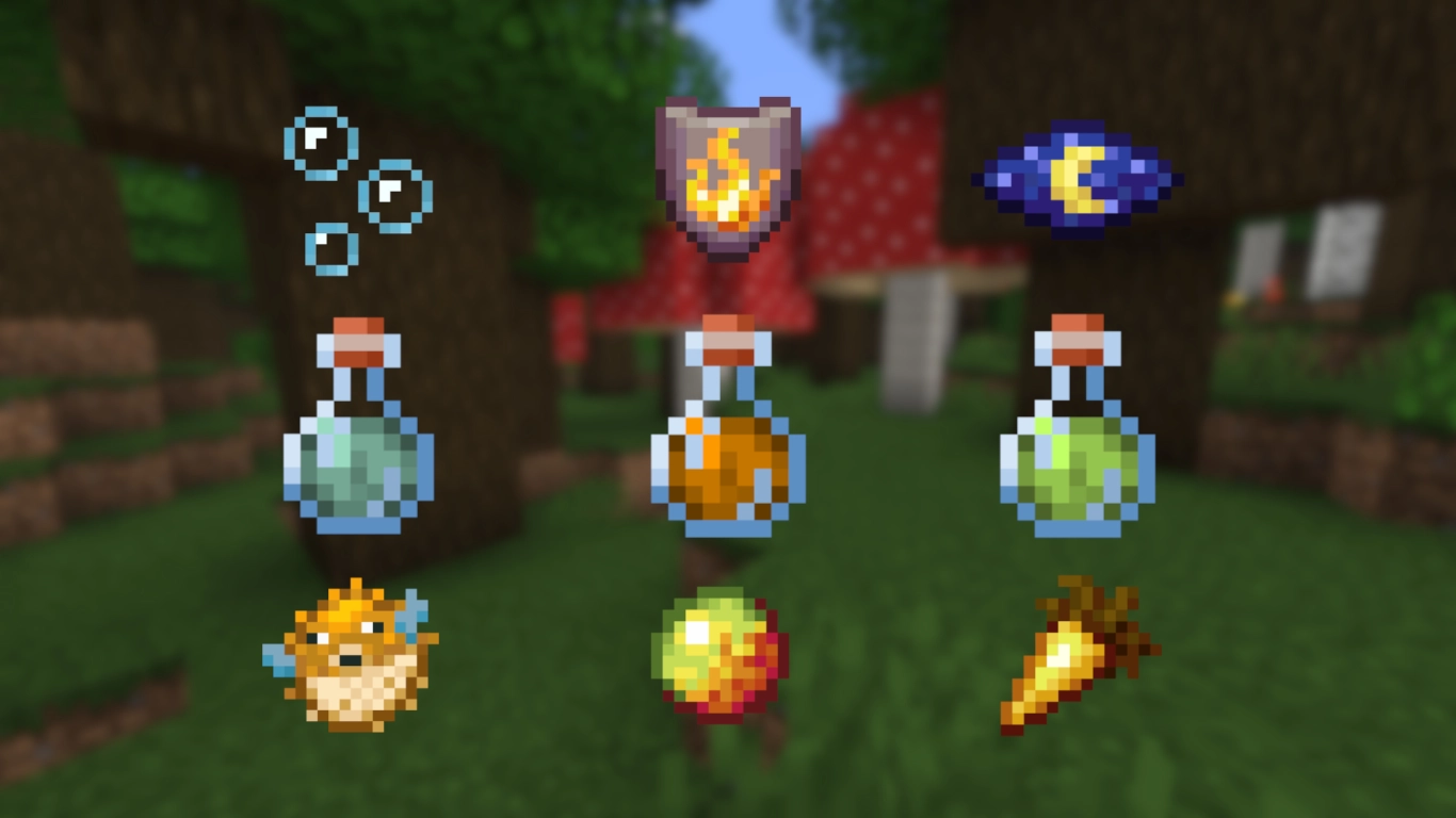 Minecraft brewing stand and ingredients for brewing potions