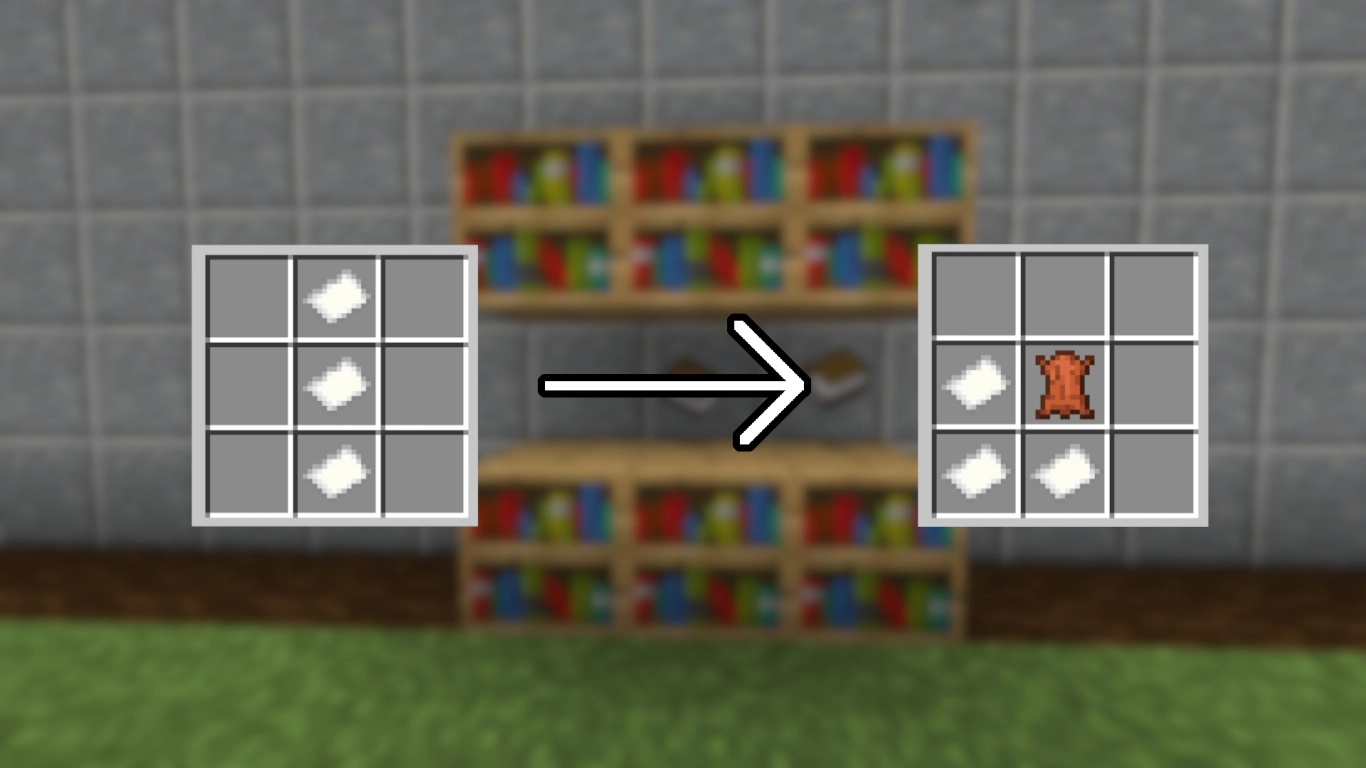 Minecraft crafting a book with paper and leather