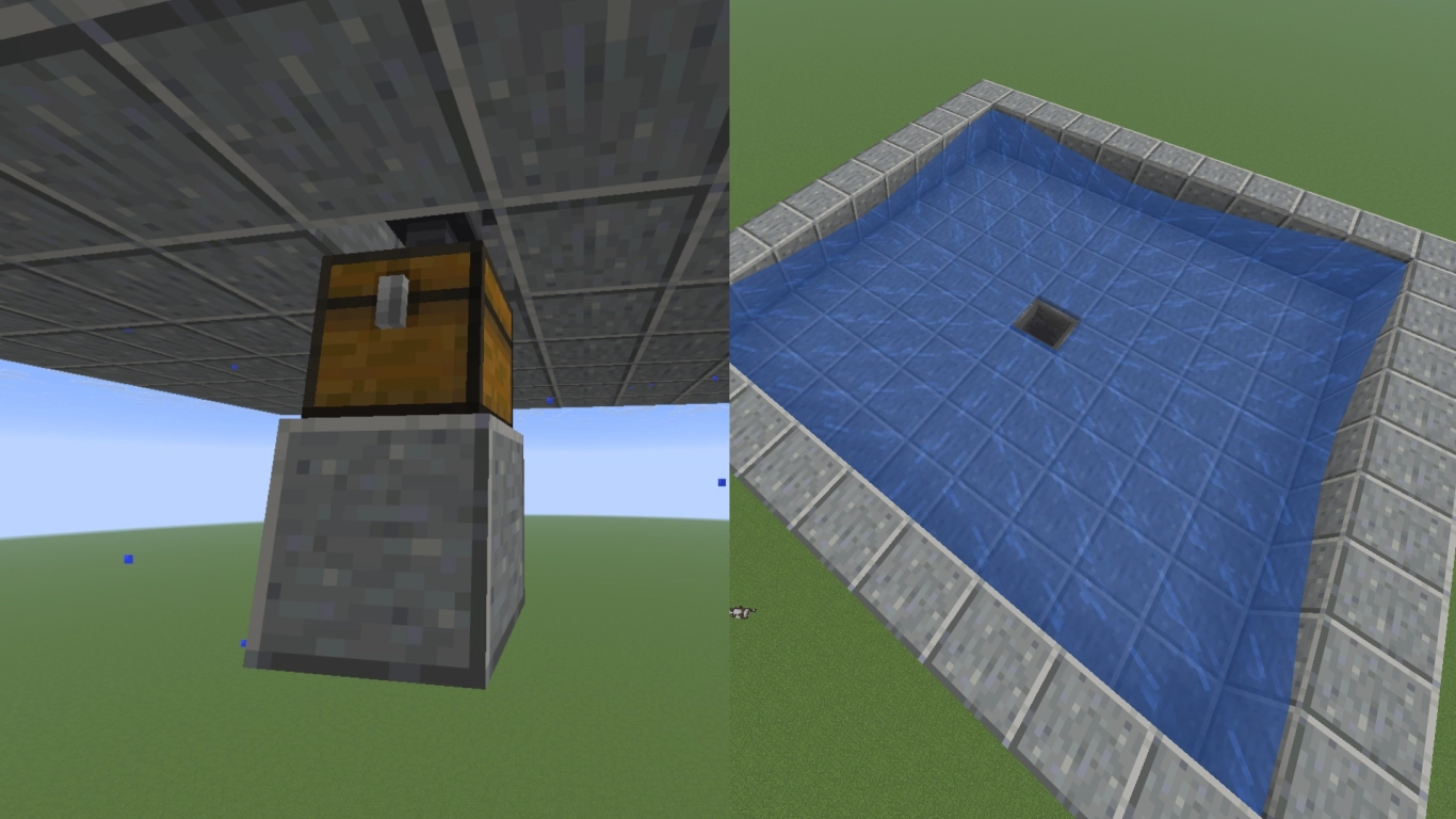 Water channel collection basin with hopper for the resin farm