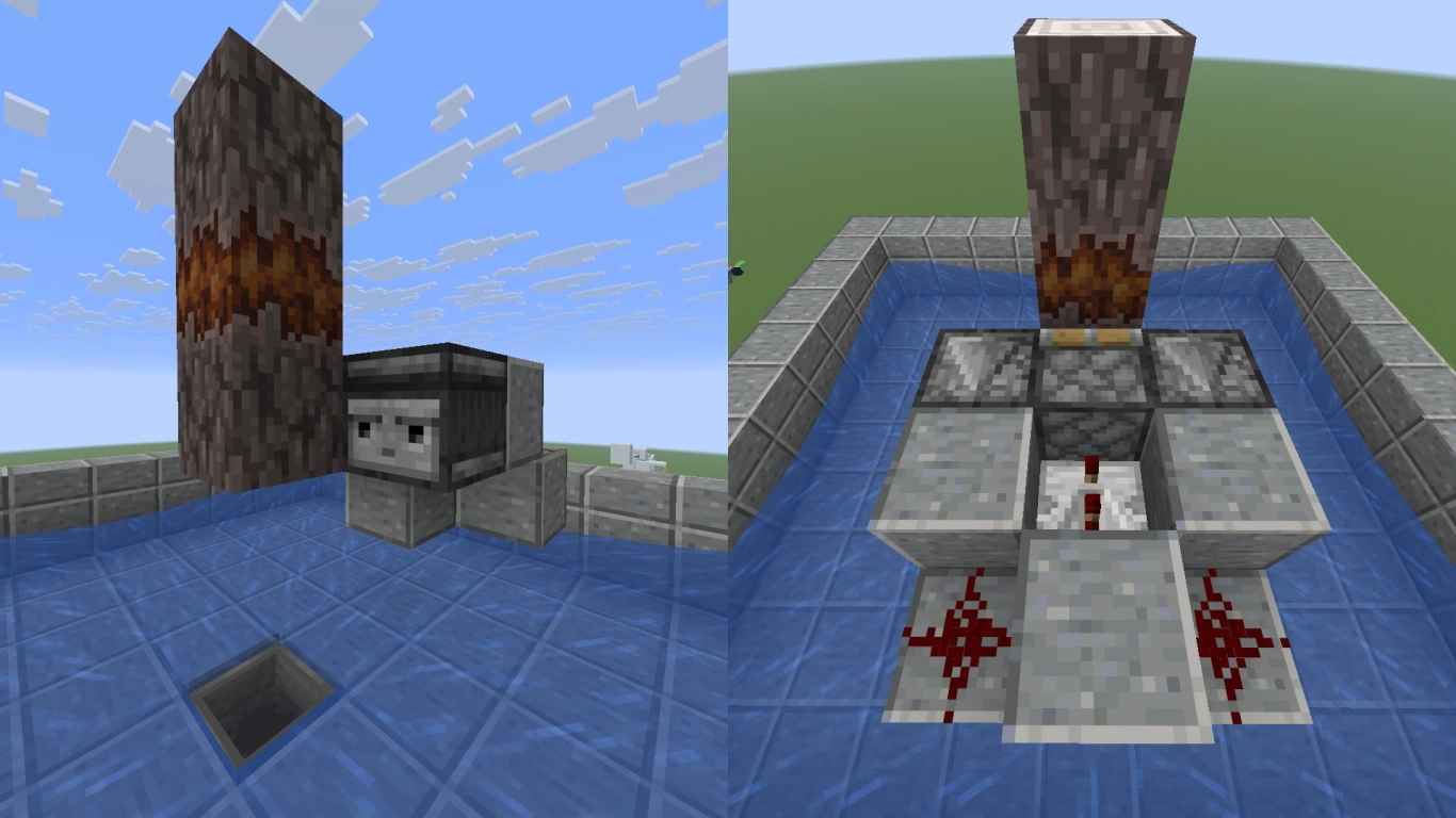 Creaking Heart between pale oaks and Redstone layout
