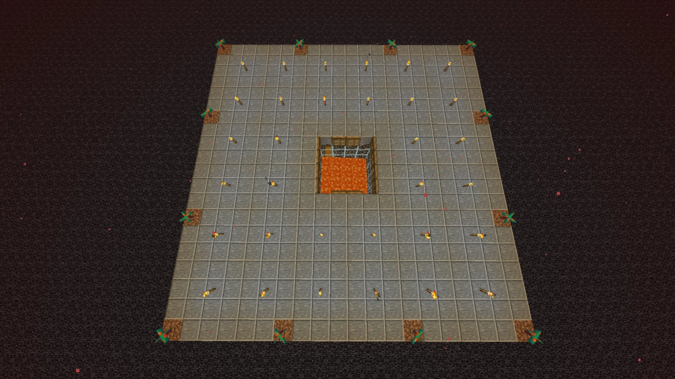 AFK tower above the Hoglin farm for optimal spawn radius and output