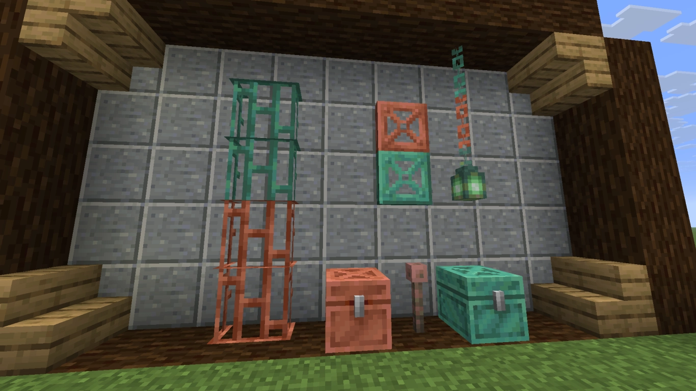 New decorative copper blocks with oxidation: lanterns, chains, and grates in Minecraft