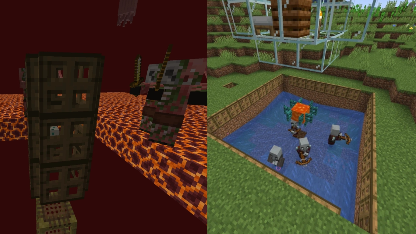 Automated Nether Quartz farm with Piglins, a gold farm, and a Mason villager