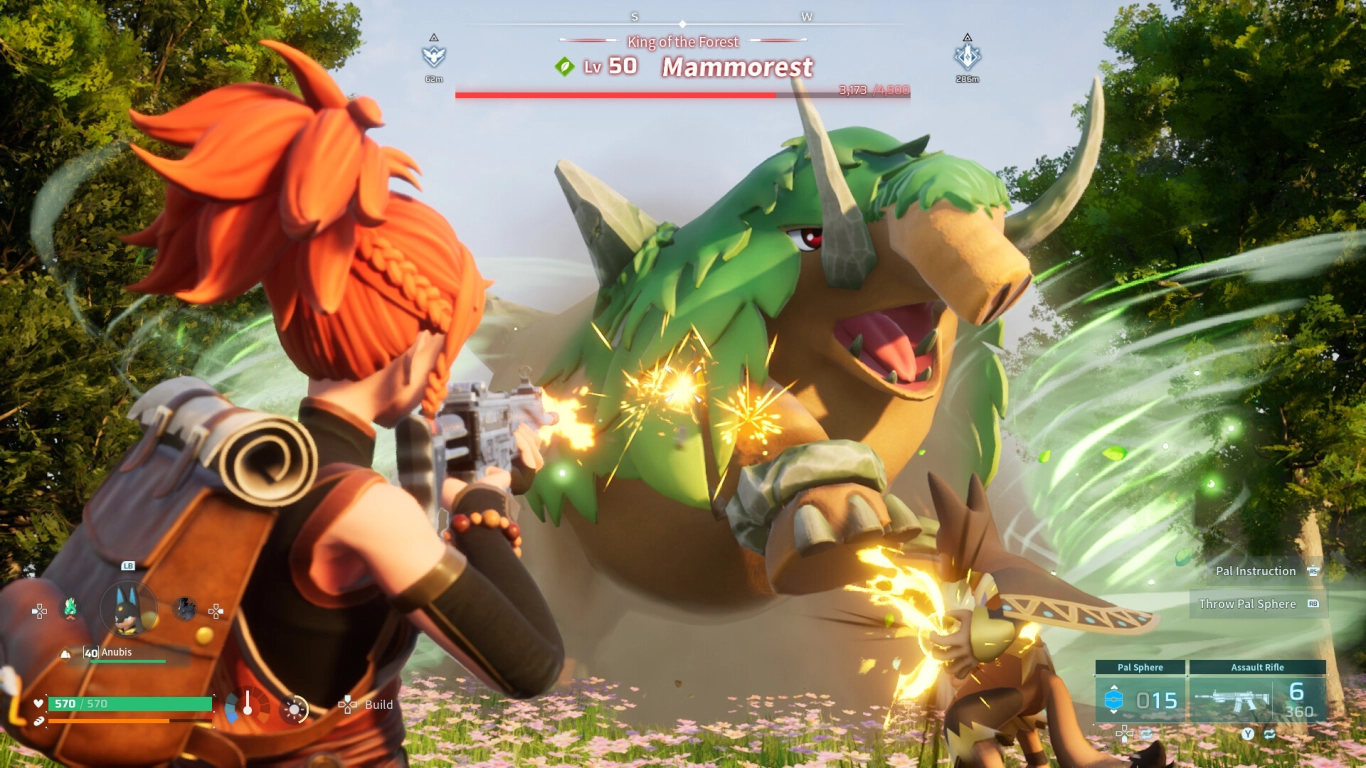 Palworld weapons and player attacks in action