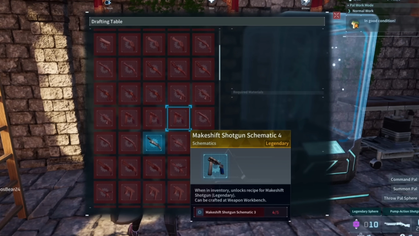 Palworld weapon schematics and technology points overview