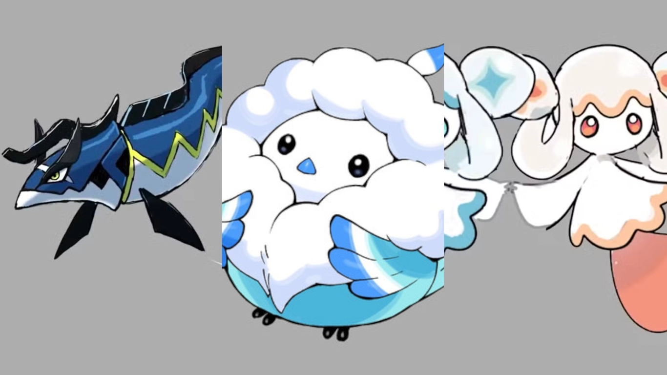 Concept art of new Pals in Palworld 1.0 featuring various creatures