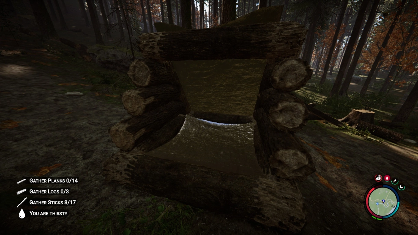 Creative tarp use: temporary roofs, walls, and trampolines in Sons of the Forest