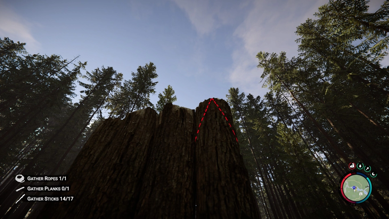 Layered perimeter with log walls and natural barriers