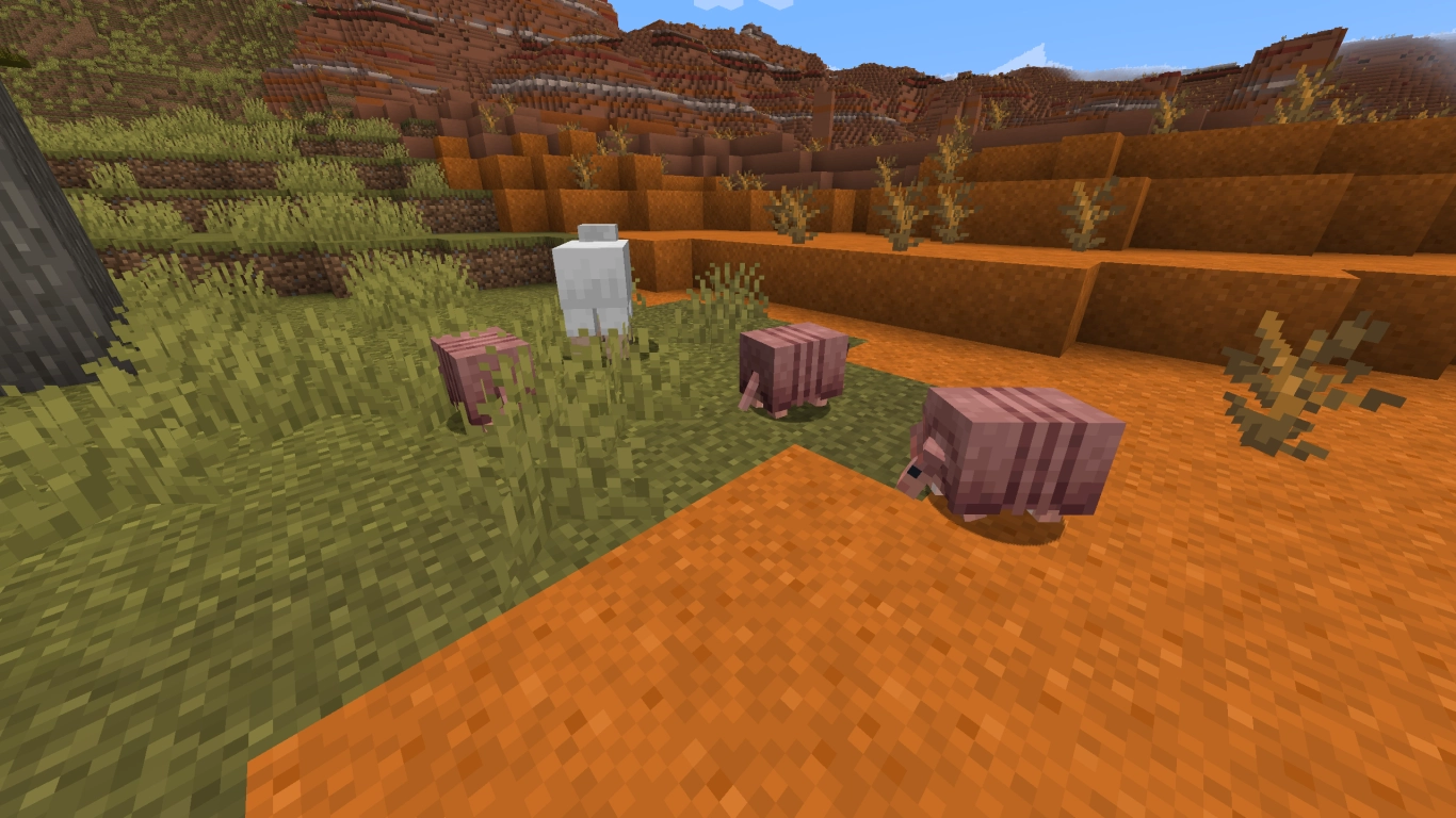 Armadillos and horn shields in Minecraft